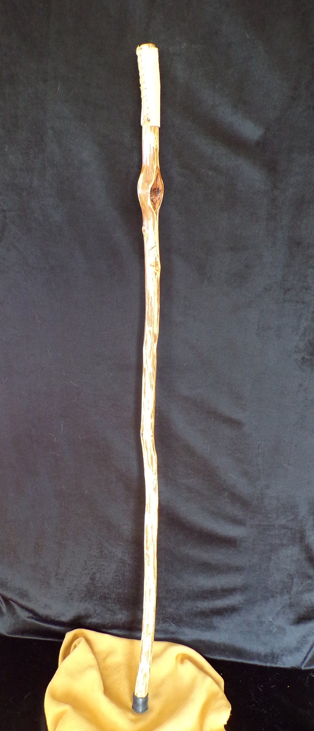 54 Inch Diamond Willow Hiking Stick: Hand Carved Buffalo Suede Grip