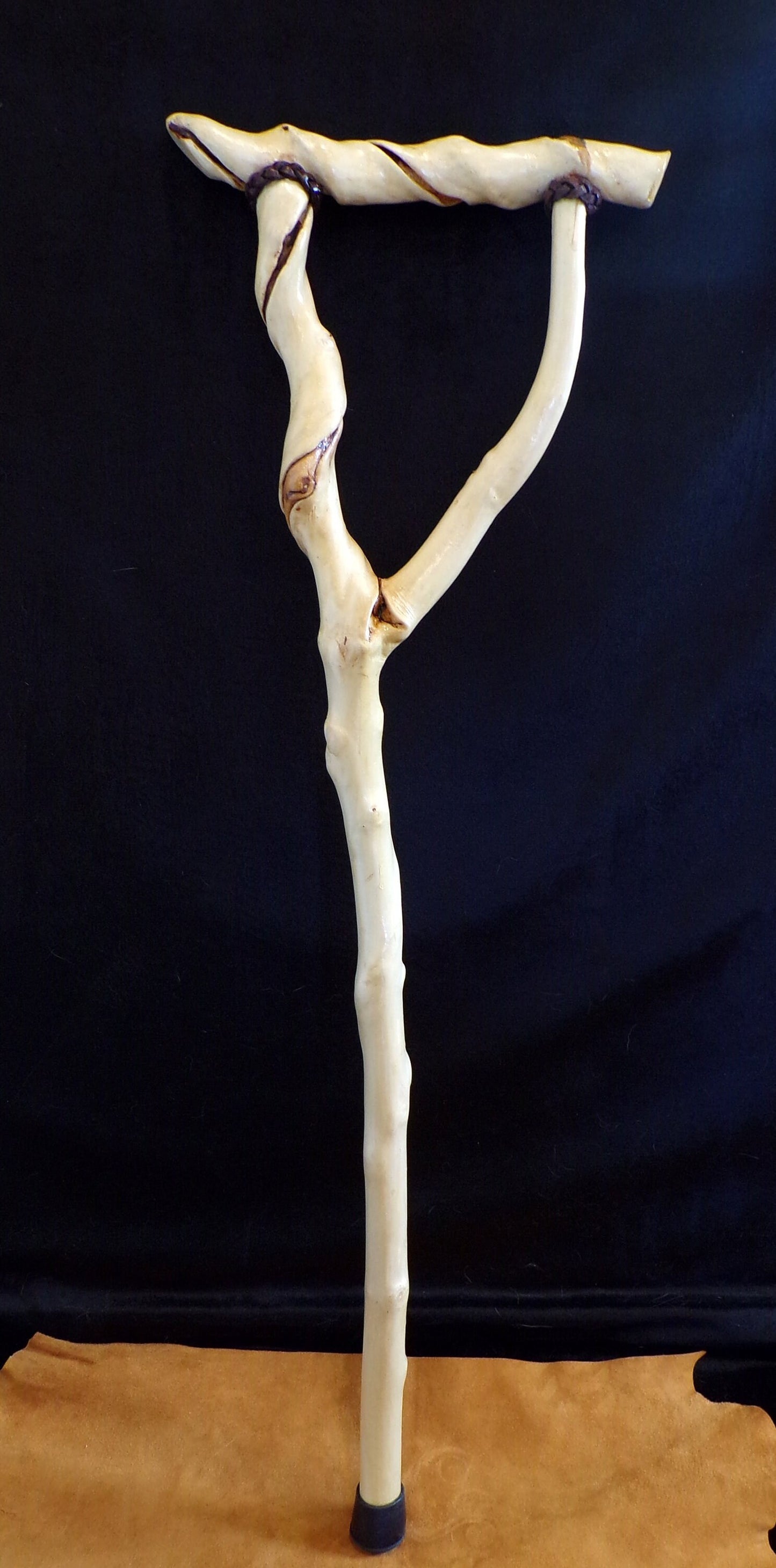 Hand Carved Twisted Maple Cane - Ojibwe Made - 35 Inch