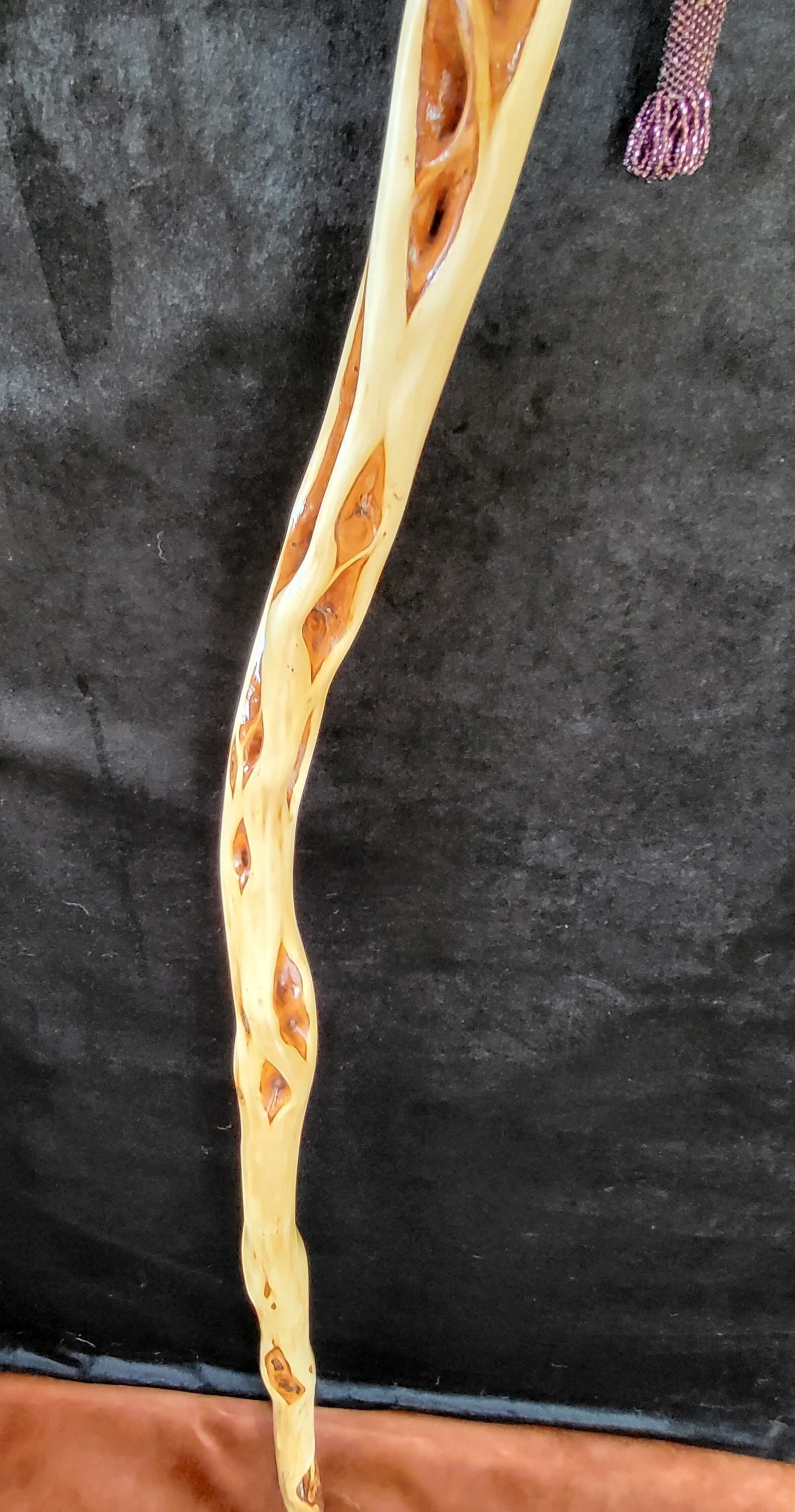62 Inch Hand Carved Diamond Willow Hiking Staff - Ojibwe Artisan