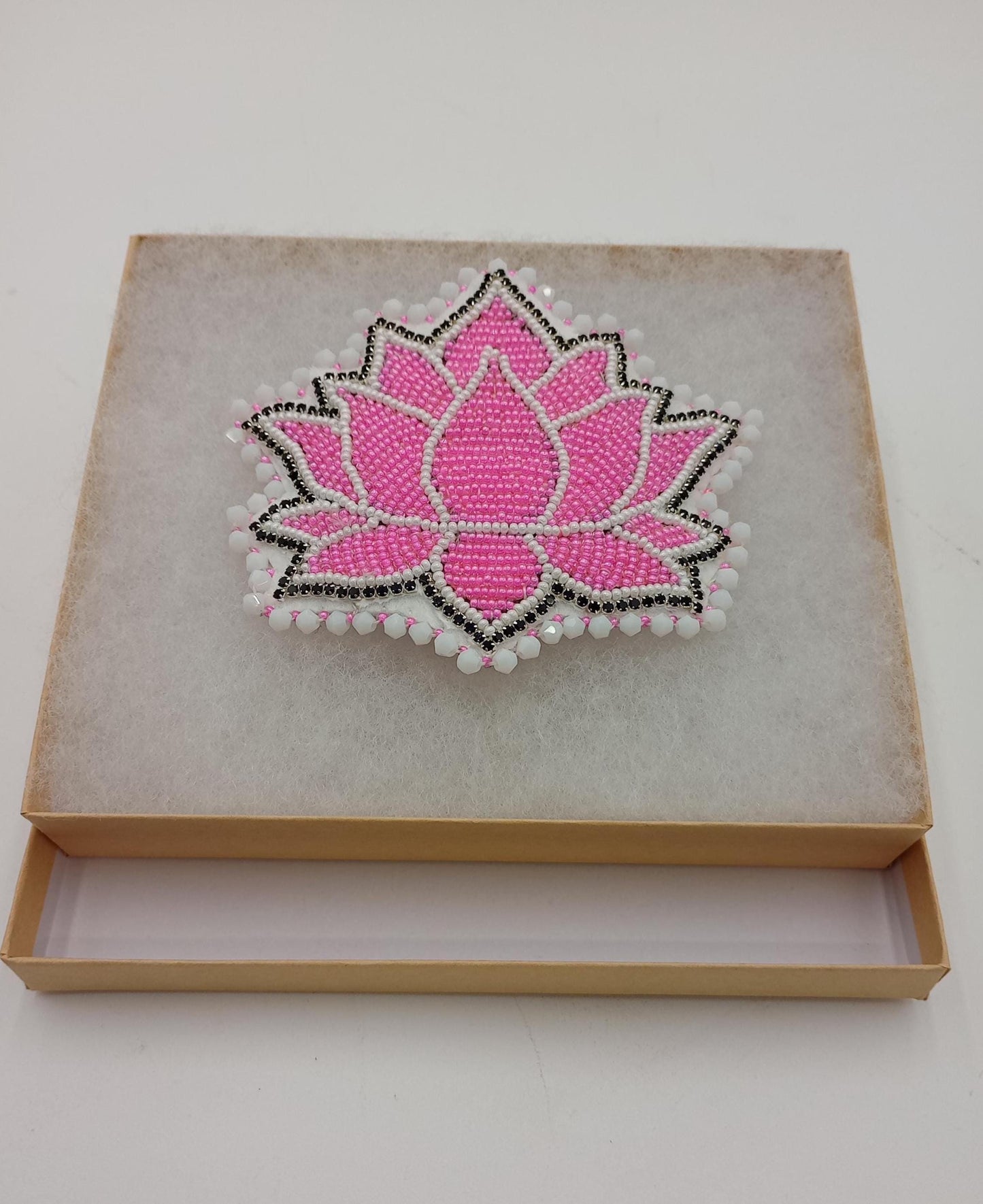 Hand Beaded Flower Barrette: Ojibwe Anishinaabe Beadwork