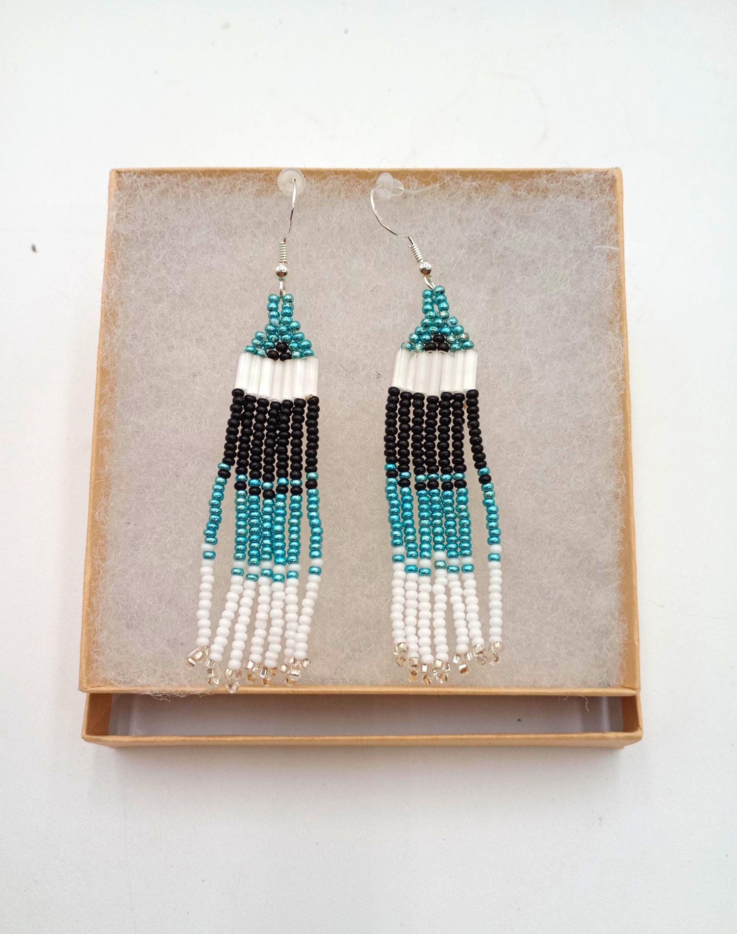 Hand Beaded Fringe Earrings: Anishinaabe/Ojibwe Beadwork