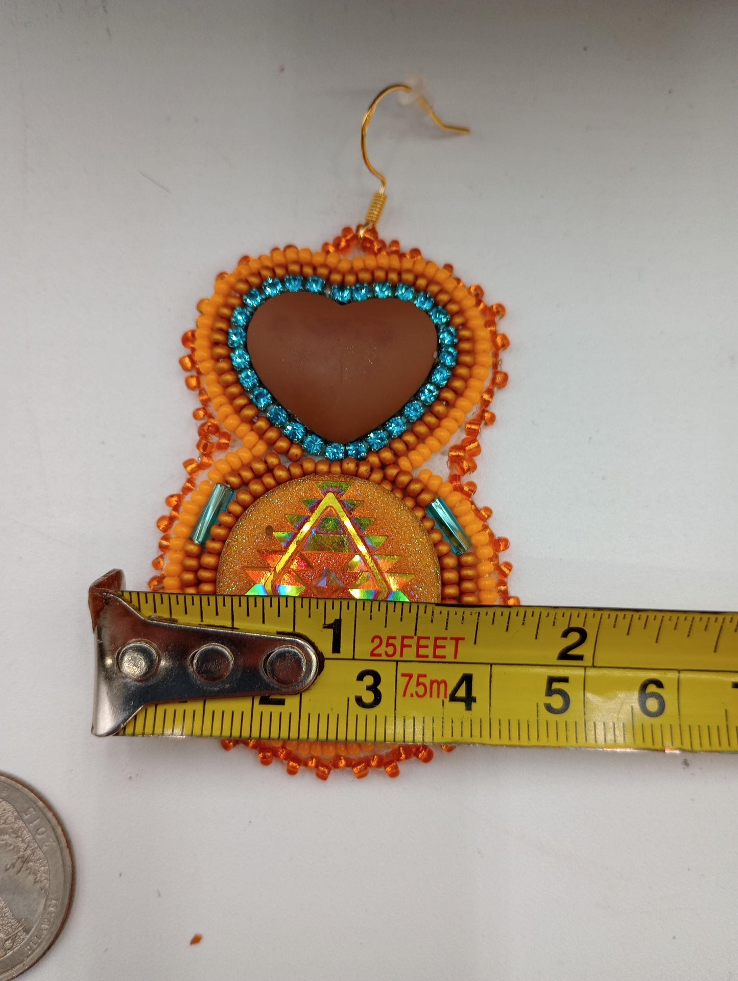 Hand Beaded Rose Mirror Earrings: Ojibwe/Anishinaabe Made