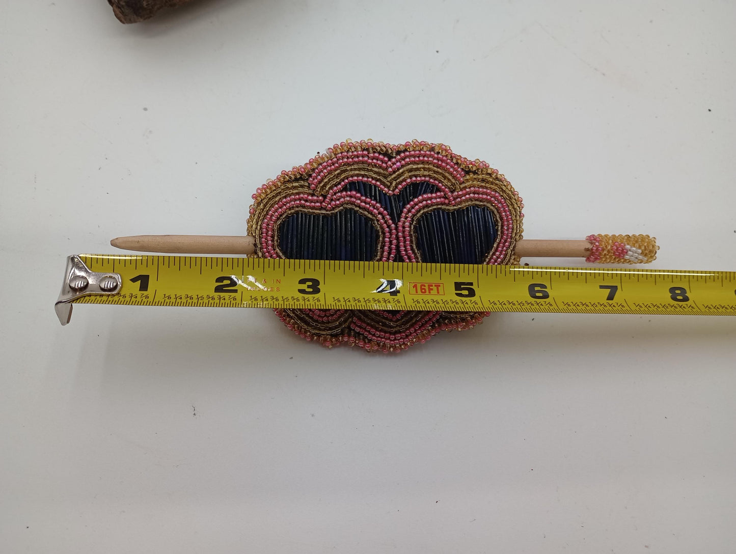 Hand Beaded and Quilled Hair Stick Barrette - Ojibwe/Anishinaabe Beadwork