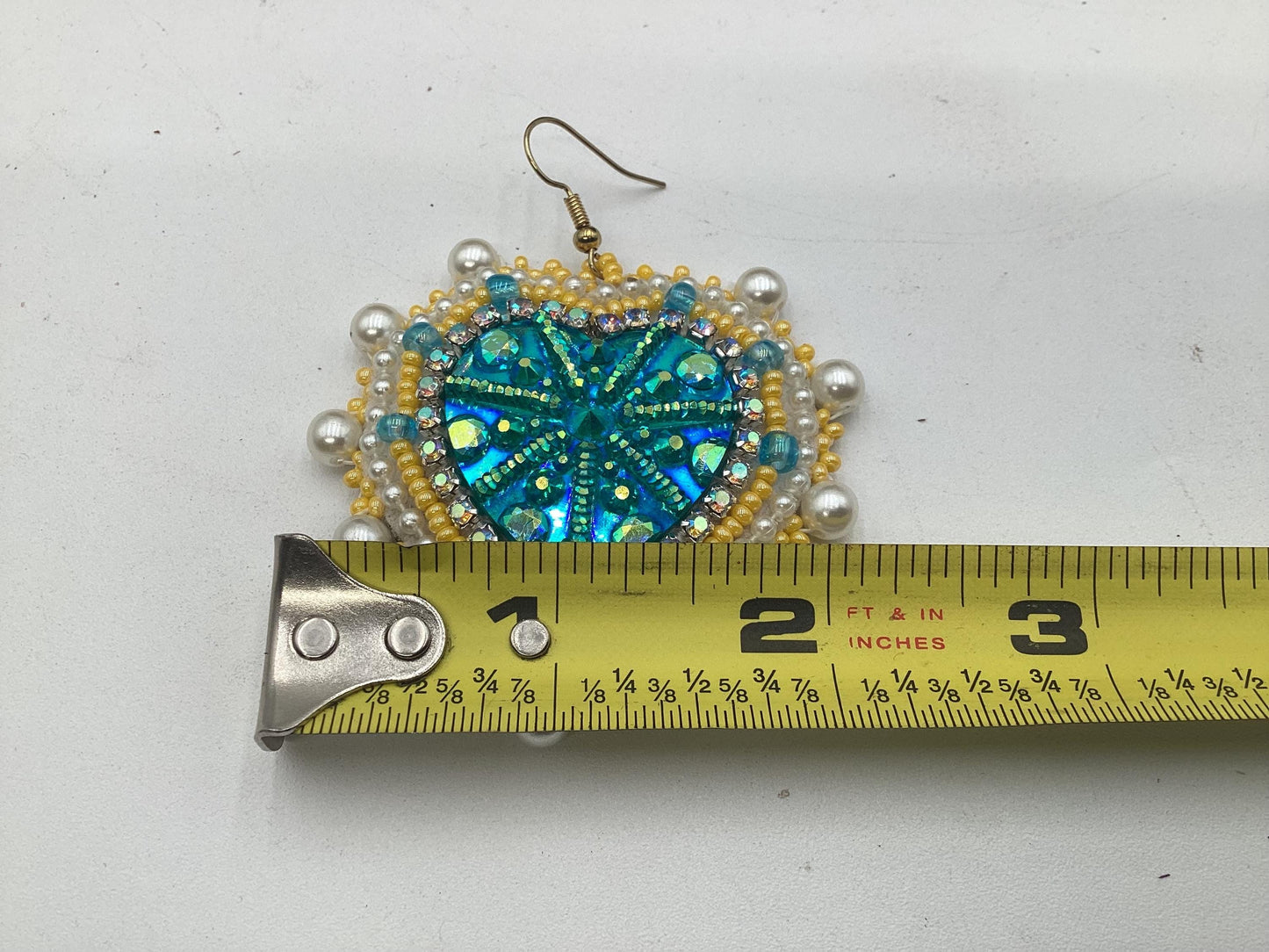 Shimmering Hand Beaded Heart Earrings- Anishinaabe/ Ojibwe Made