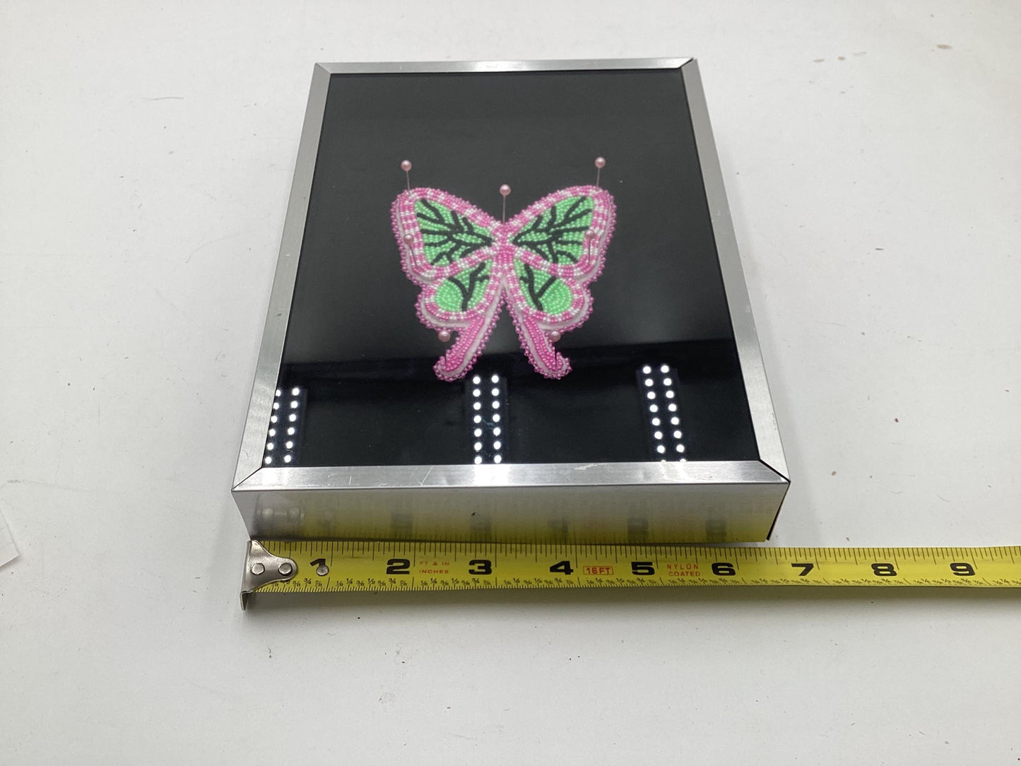 Hand Beaded Pinned Butterfly Display Case - Anishinaabe/Ojibwe Beadwork