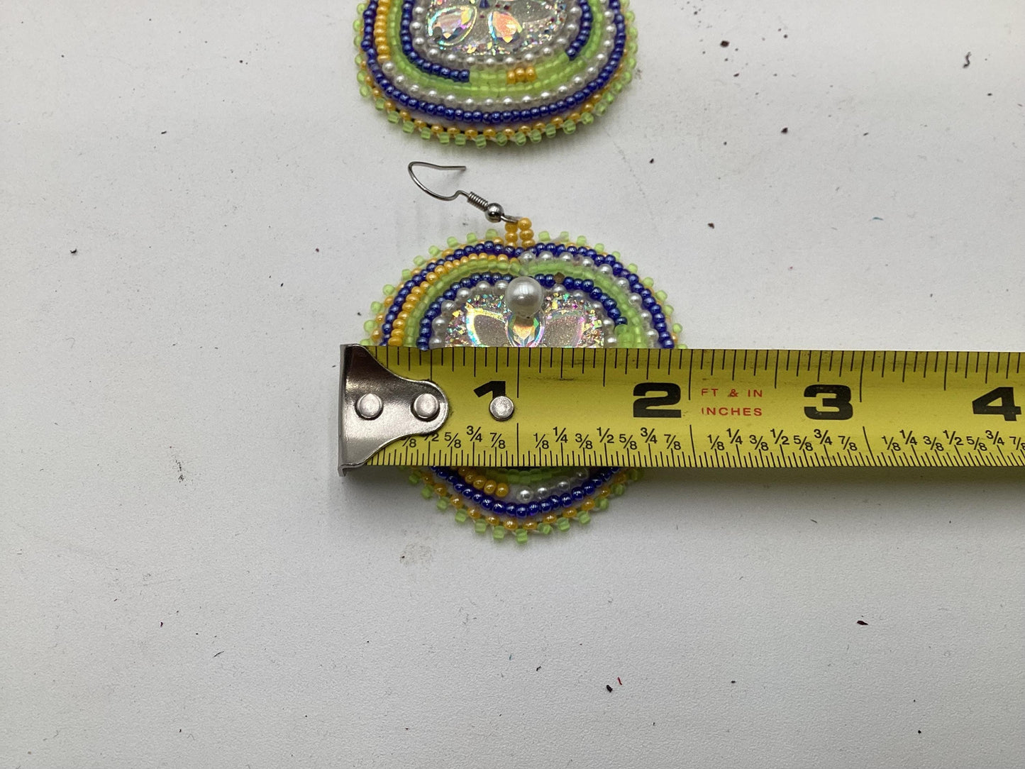 Shimmering Hand Beaded Heart Earrings- Anishinaabe/ Ojibwe Made
