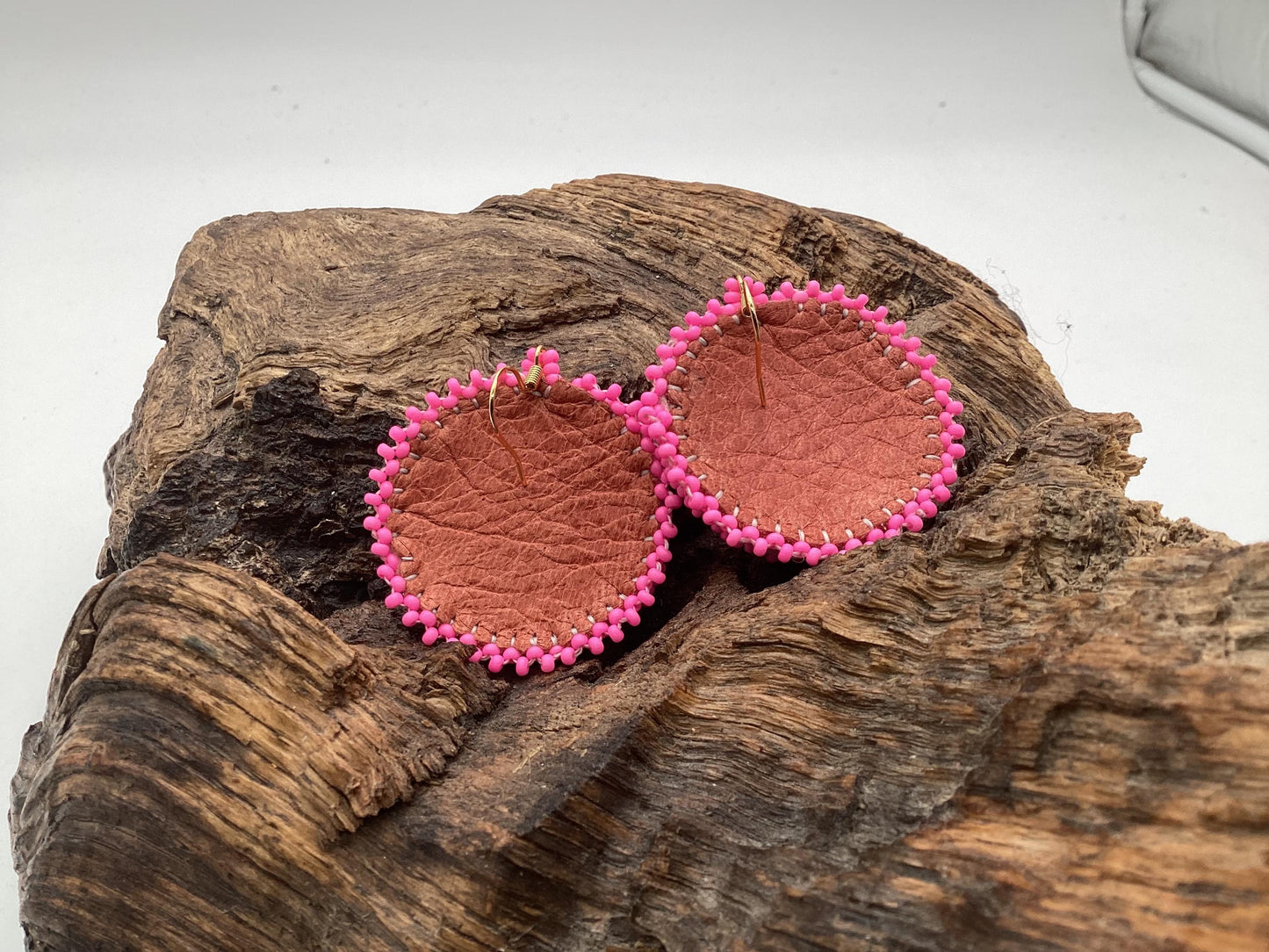 Hand Beaded Earrings: Anishinaabe/Ojibwe Beadwork, Resin Spiral