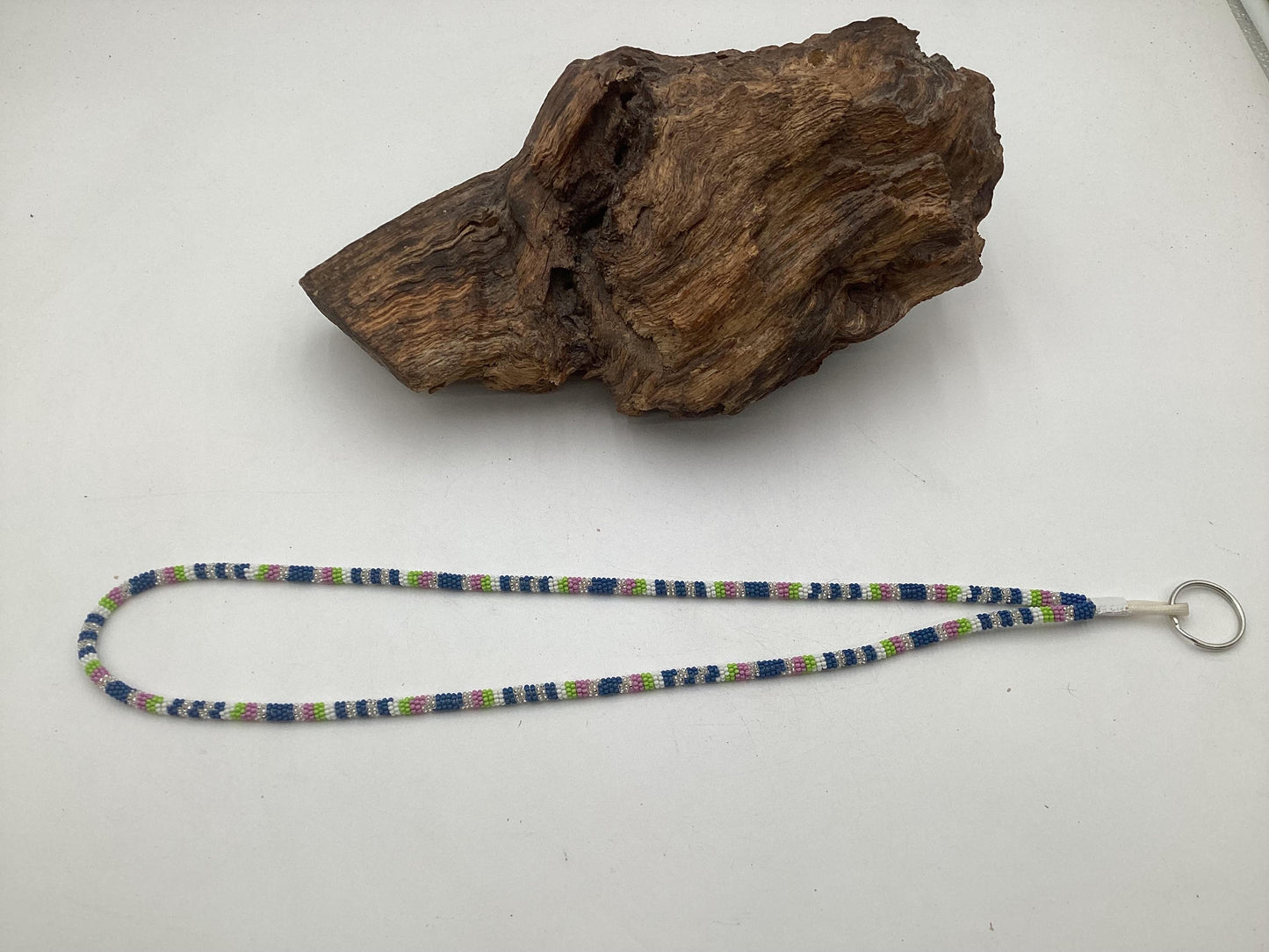 Lanyard Keychain Necklace - Hand Beaded - Anishinaabe/Ojibway Made- Free Shipping