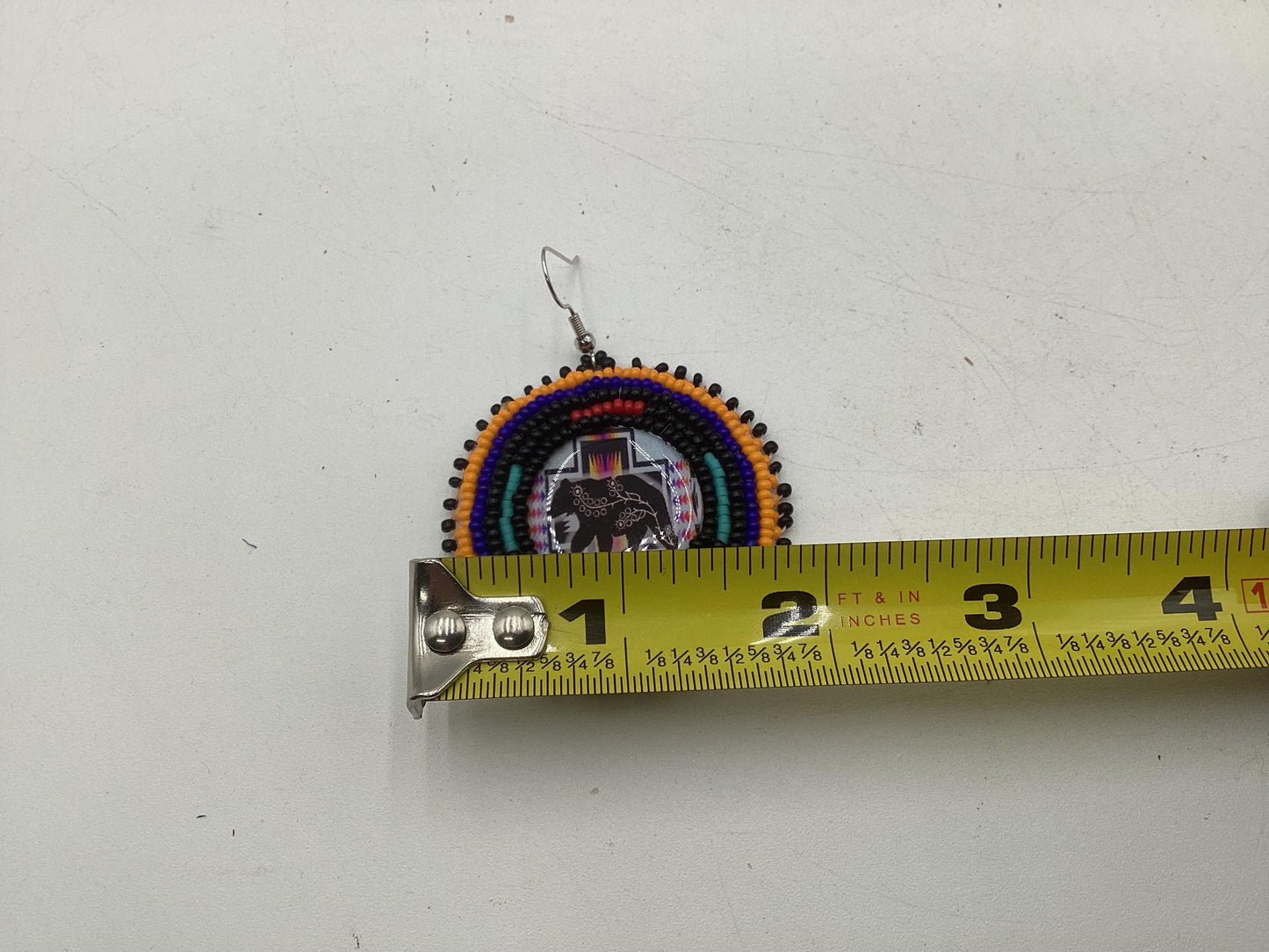Hand Beaded Indigenous Bear Barrette & Earring Set — Anishinaabe/Ojibwe Beadwork