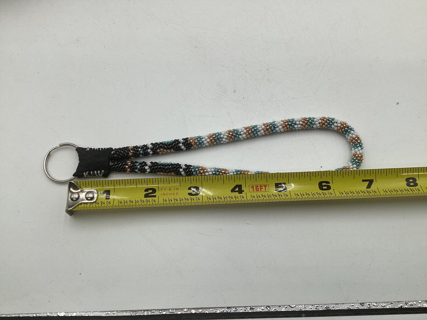 Hand Beaded Peyote Stitch Wristlet Lanyard - Ojibwe/Anishinaabe Artisan Design