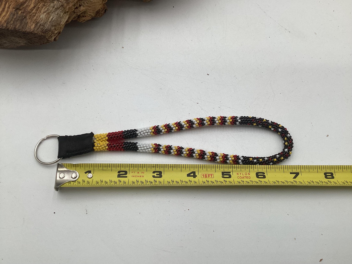 Hand Beaded Peyote Stitch Wristlet Lanyard - Ojibwe/Anishinaabe Artisan Design