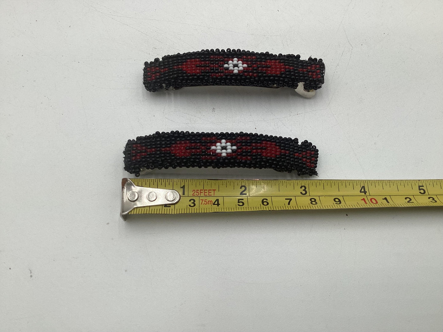 Hand Beaded Hair Barrette Pair: Ojibwe Artisan Design - White Earth Nation