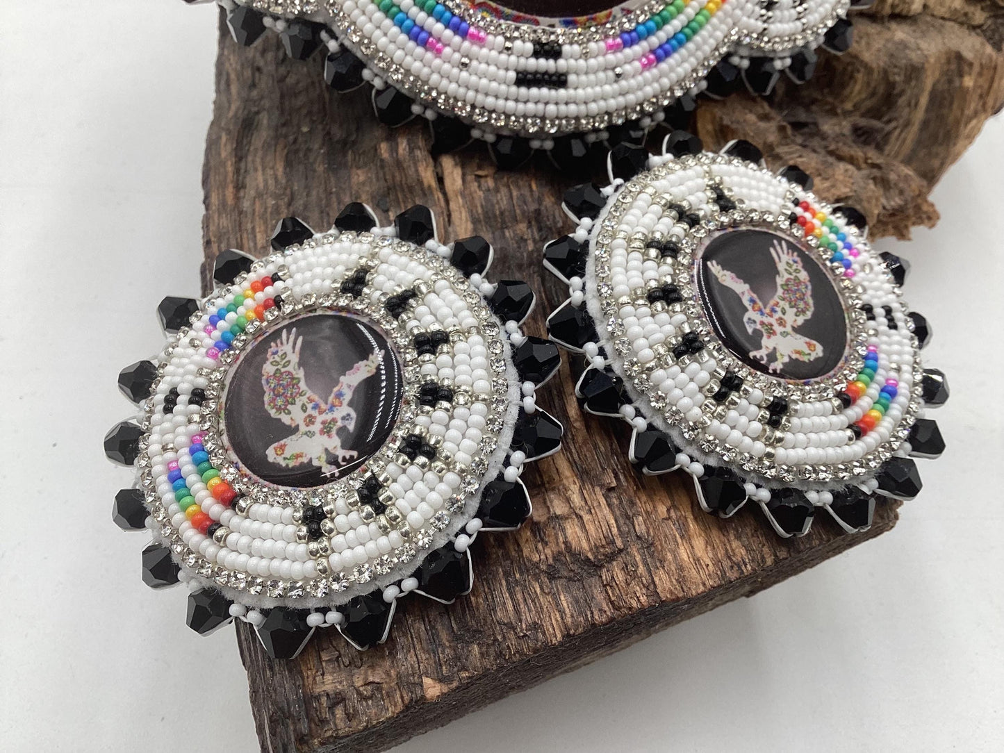 Hand Beaded Floral Eagle Jewelry Set — Anishinaabe/Ojibwe Beadwork