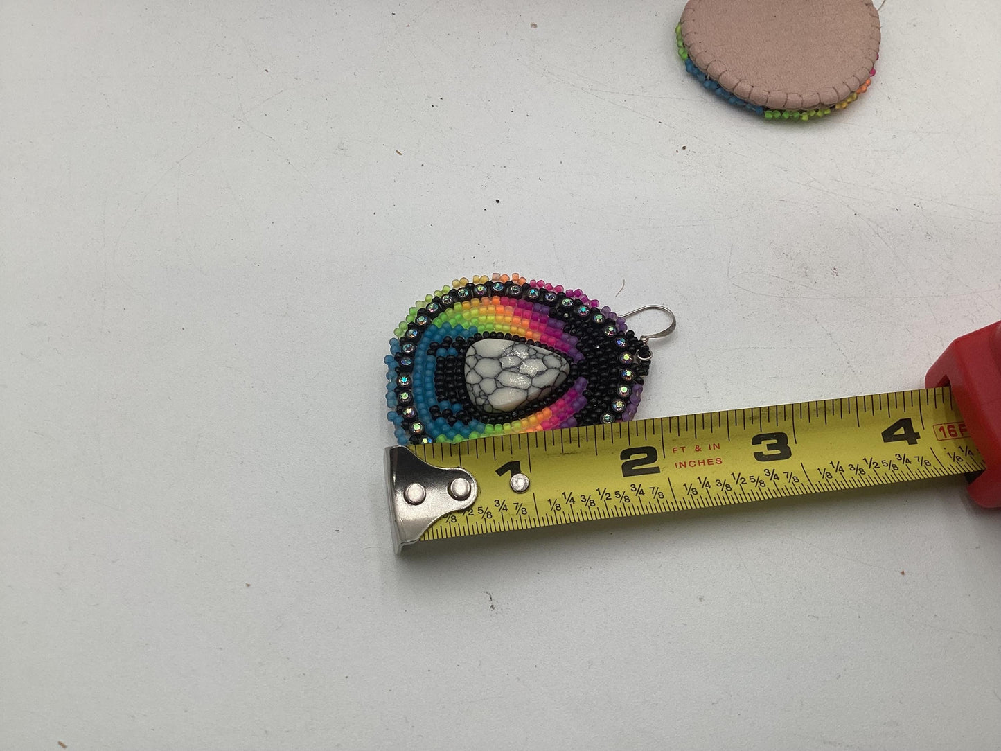 Hand Beaded Multicolored & Acrylic Center Earrings - Authentic Anishinaabe/Ojibwe Beadwork