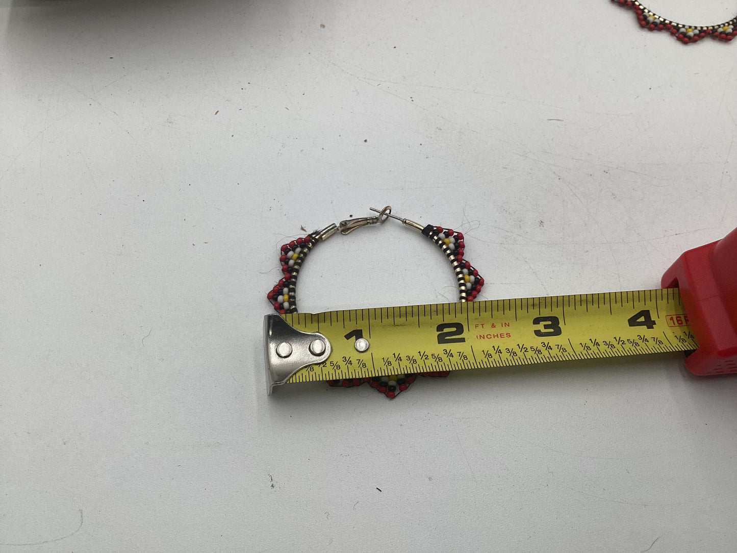 Hand Beaded Metal Hoop Earrings - Anishinaabe/Ojibwe Beadwork