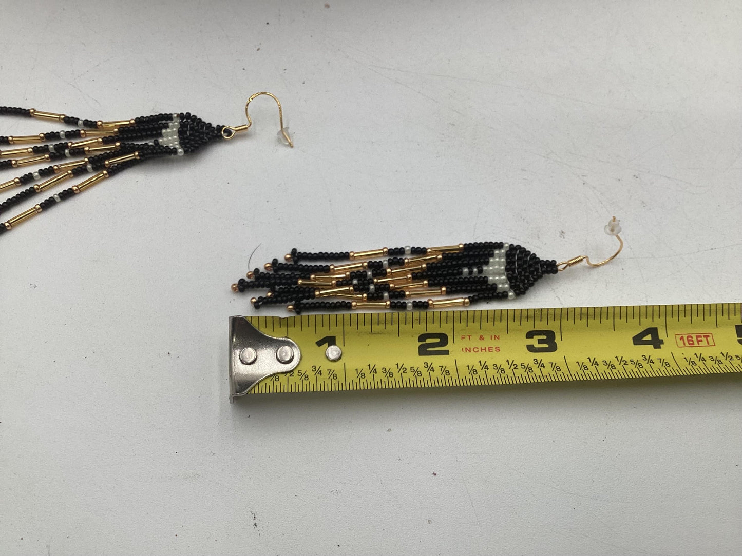 Hand Beaded Dangling Fringe Earrings – Anishinaabe Made