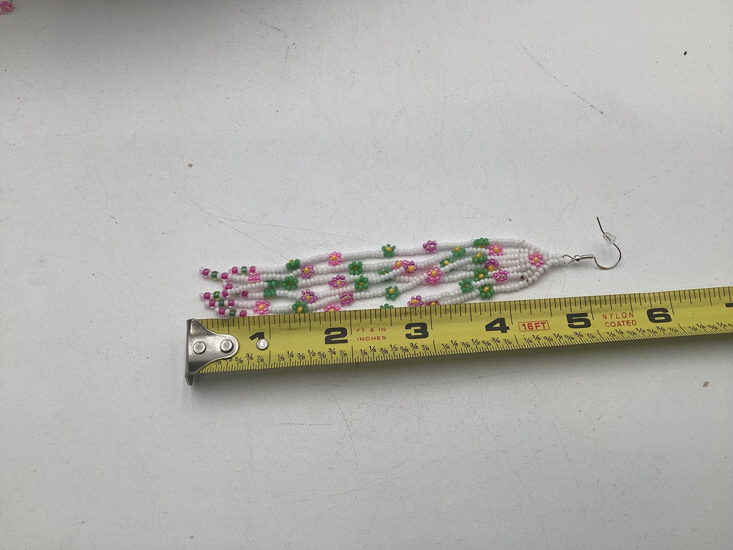Hand Beaded Daisy Chain Fringe Earrings – Anishinaabe Made