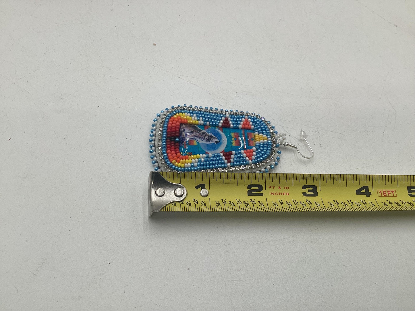 Spirit Wolf Earrings - Authentic Anishinaabe/Ojibwe Beadwork