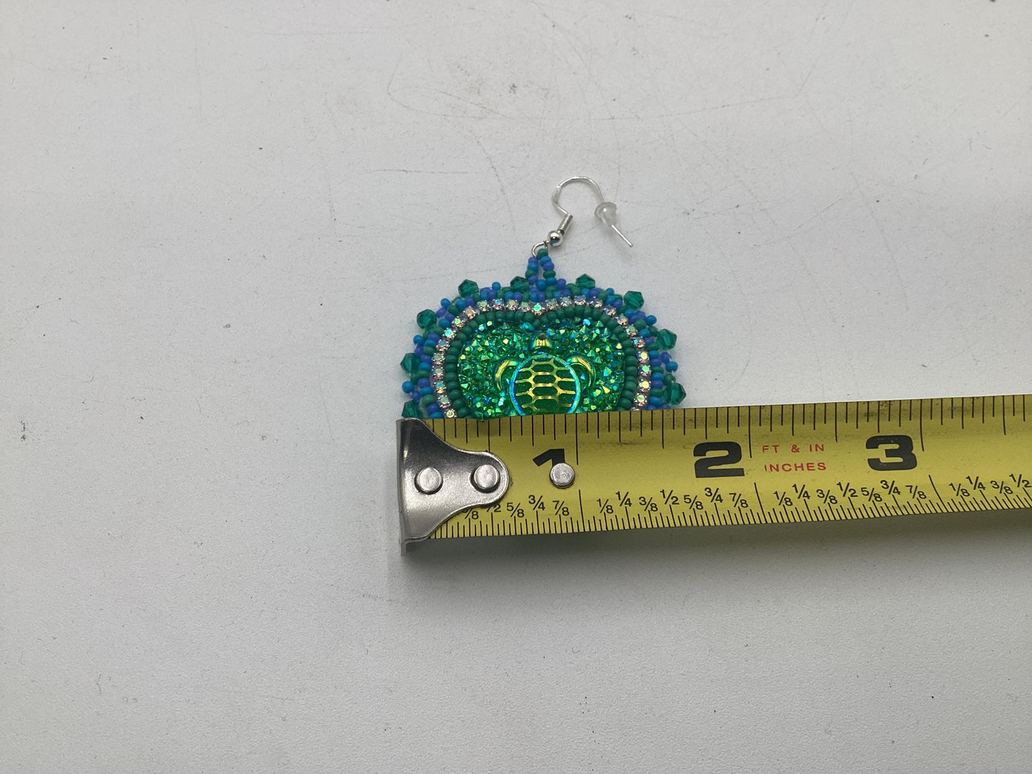 Indigenous Turtle Heart Hand Beaded Earrings – Authentic Anishinaabe/Ojibwe Beadwork