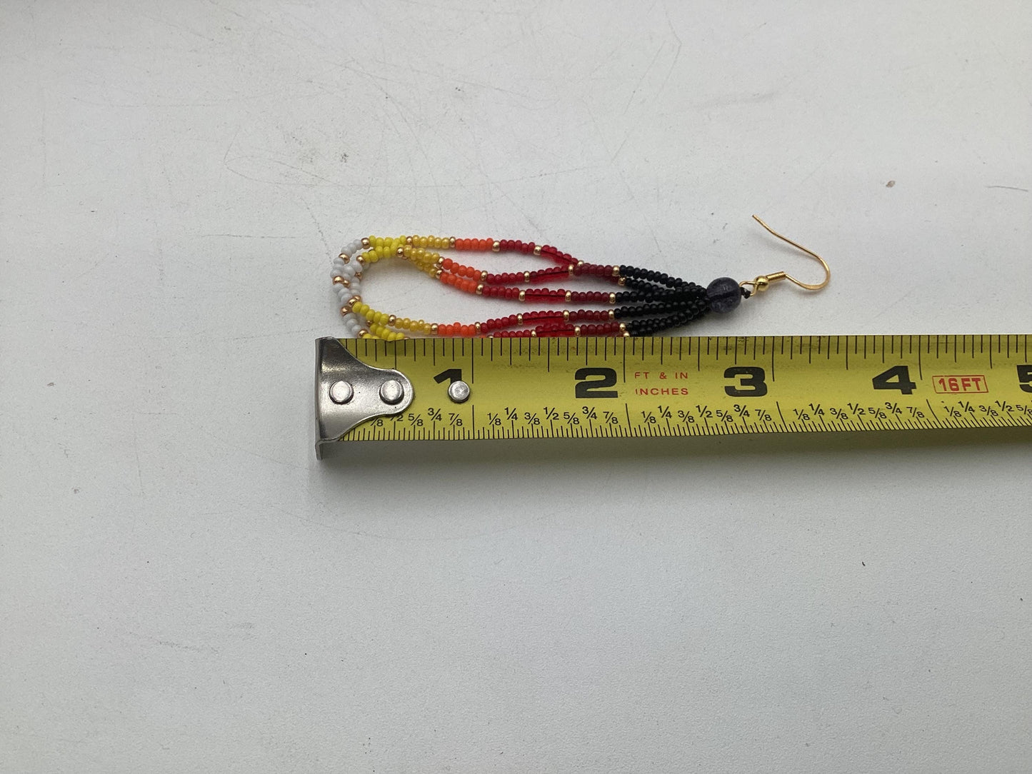 Fire Color Dangle Earrings – Anishinaabe/Ojibwe Beadwork
