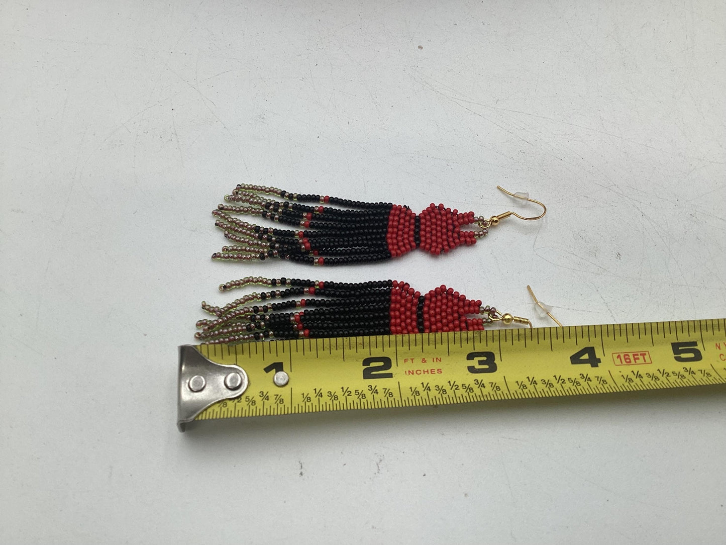 Hand Beaded Dangling Fringe Earrings – Anishinaabe Made