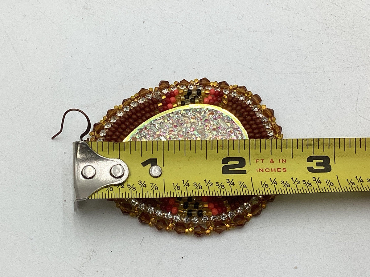 Large Shimmering Fall Season Hand Beaded Earrings - Ojibwe/Anishinaabe Made