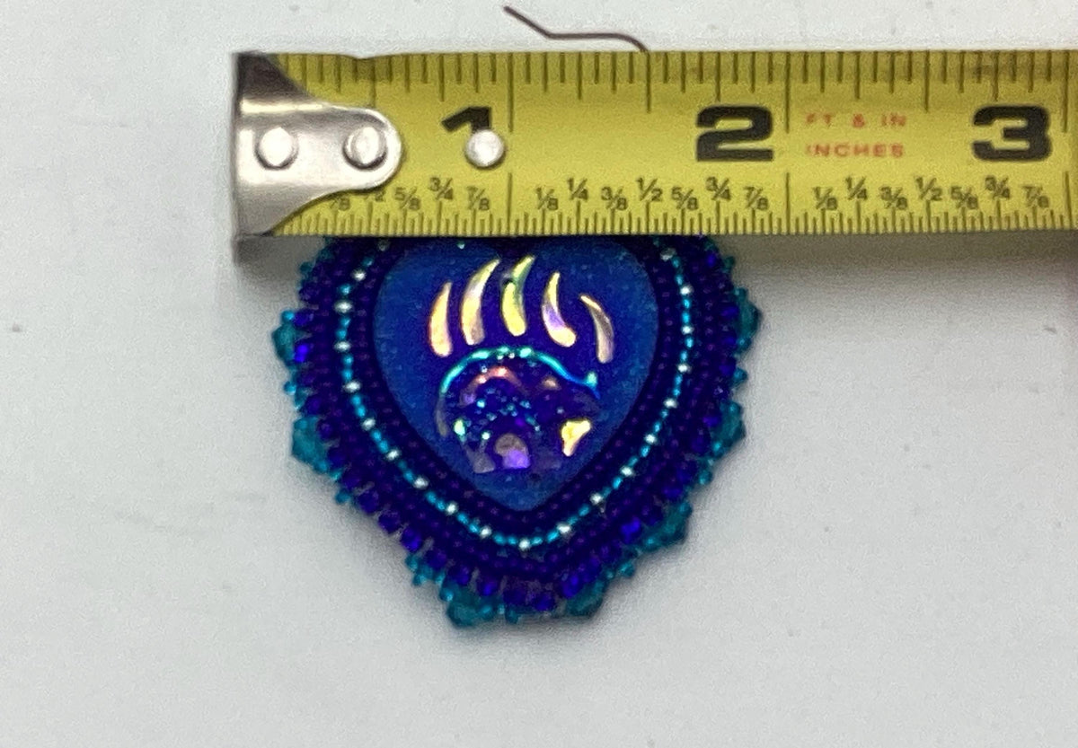 Blasting Blue Hand Beaded Heart Earrings - Anishinaabe/Ojibwe Beadwork