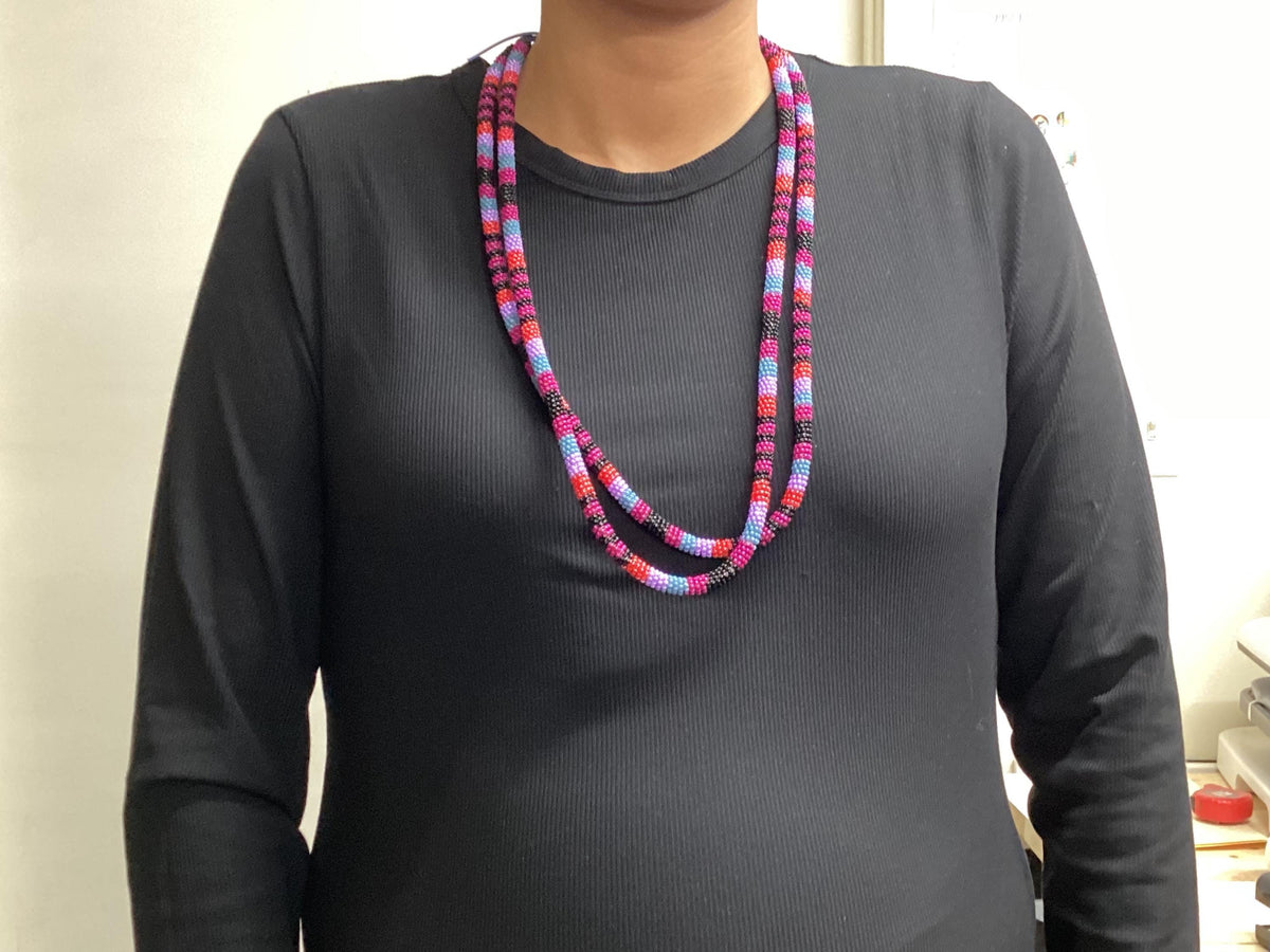 Double Rope Necklace - Hand Beaded - Anishinaabe/Ojibway Made- Free Shipping
