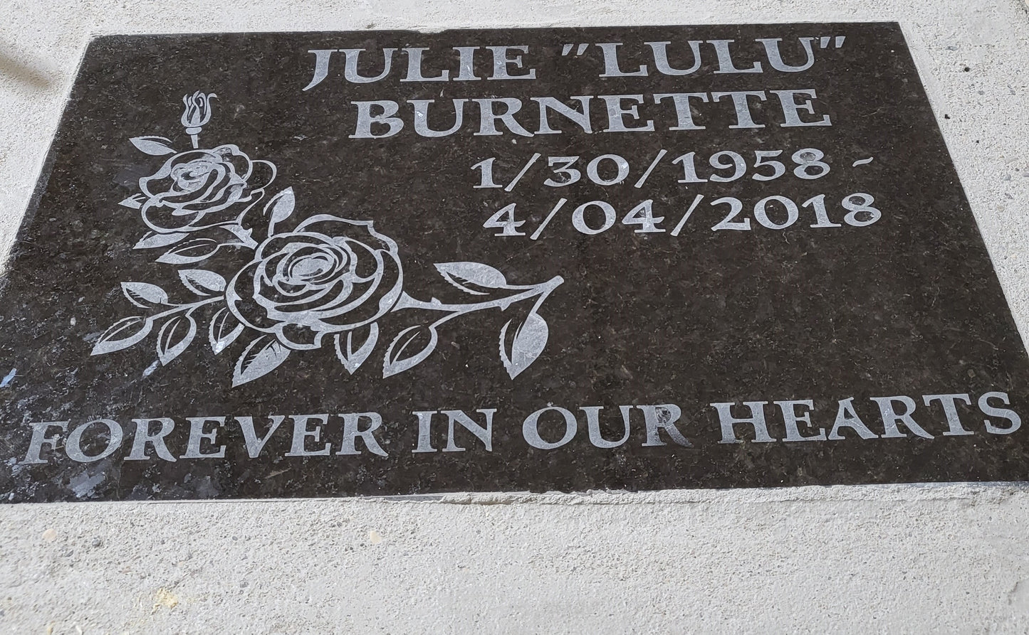 Burial Stone - Customized Granite and Concrete Grave Marker - Onsite PIck-up only