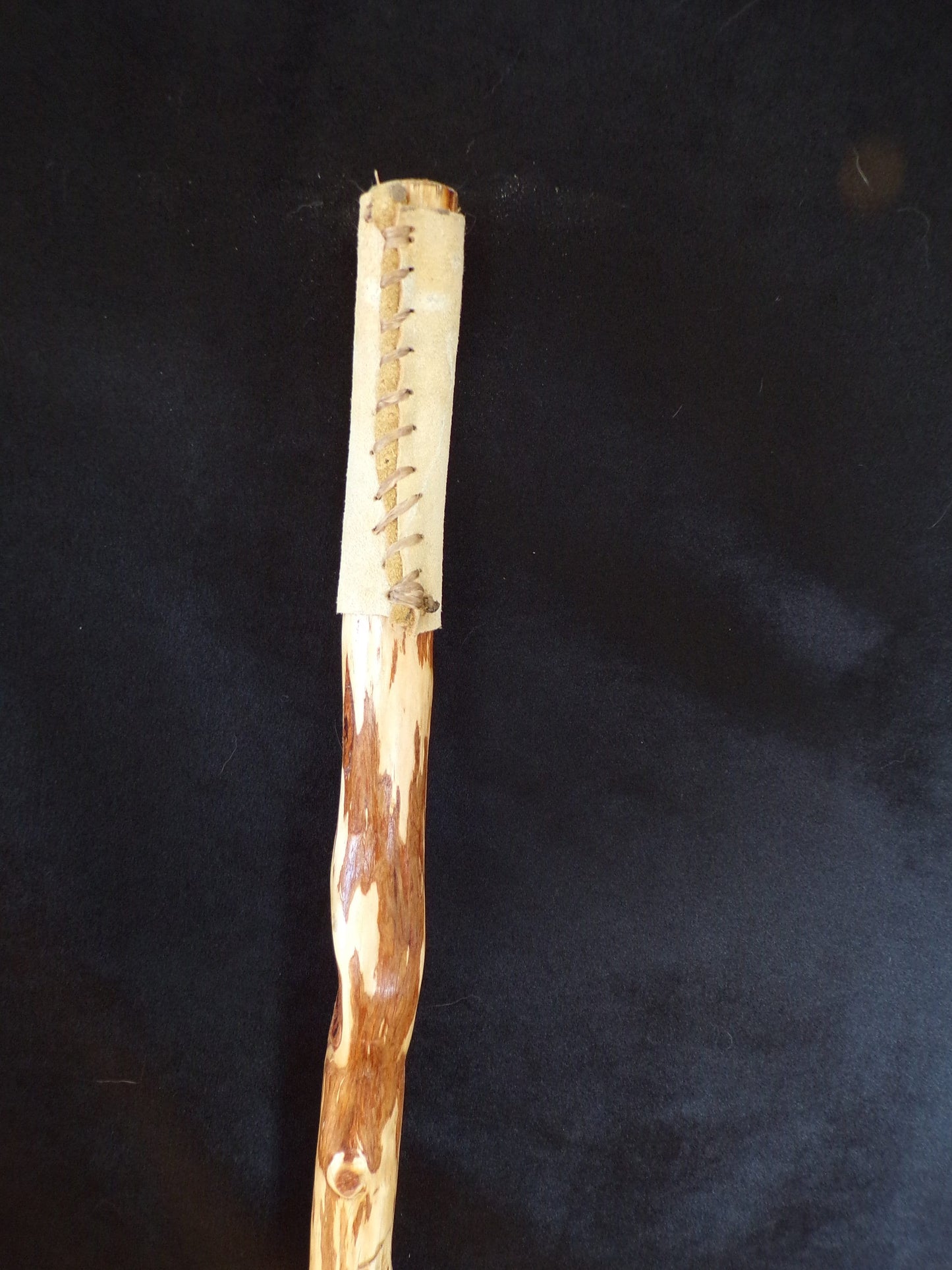 54 Inch Diamond Willow Hiking Stick: Hand Carved Buffalo Suede Grip