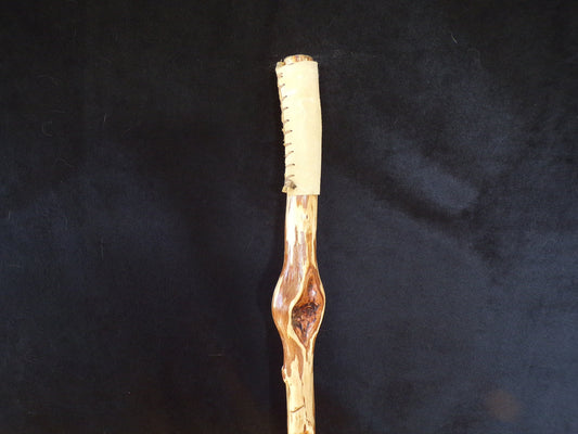 54 Inch Diamond Willow Hiking Stick: Hand Carved Buffalo Suede Grip