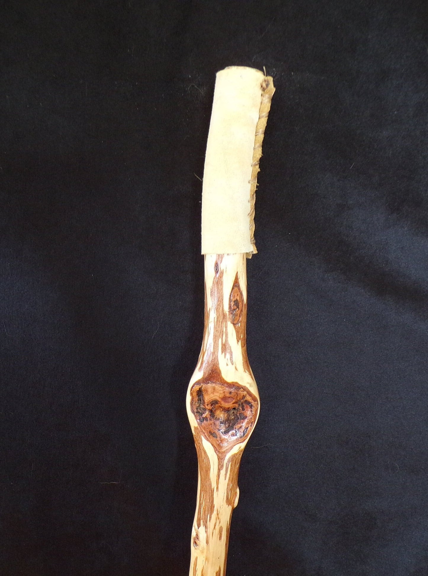 54 Inch Diamond Willow Hiking Stick: Hand Carved Buffalo Suede Grip