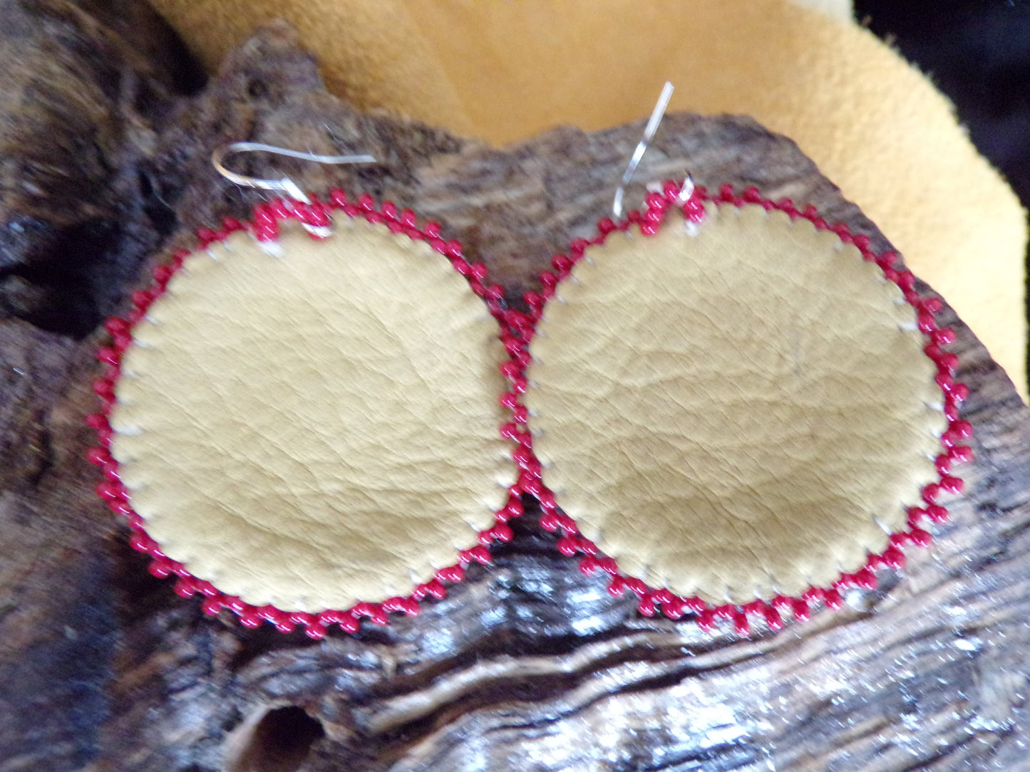 Red And Black  Beaded Earrings - Anishinaabe/ Ojibwe Made