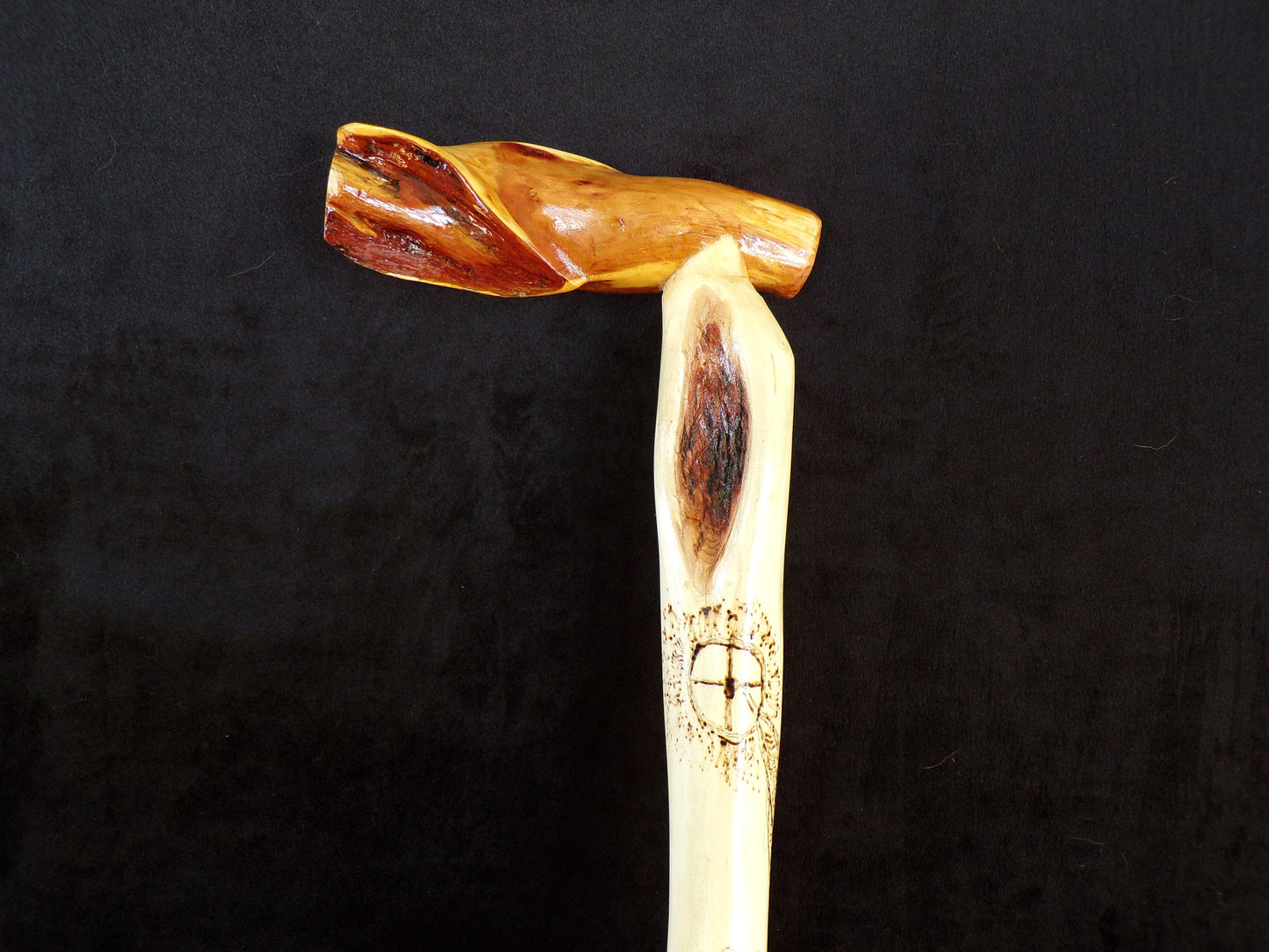 Hand Carved Diamond Willow Cane: Ojibwe Artisan Dreamcatcher Walking Stick