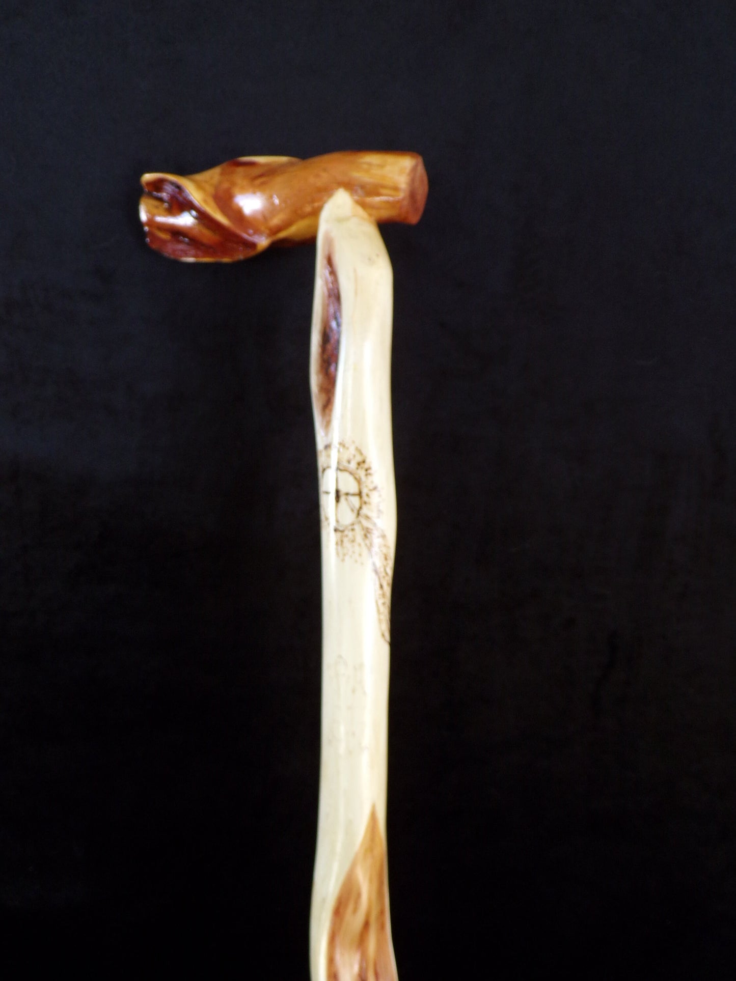 Hand Carved Diamond Willow Cane: Ojibwe Artisan Dreamcatcher Walking Stick