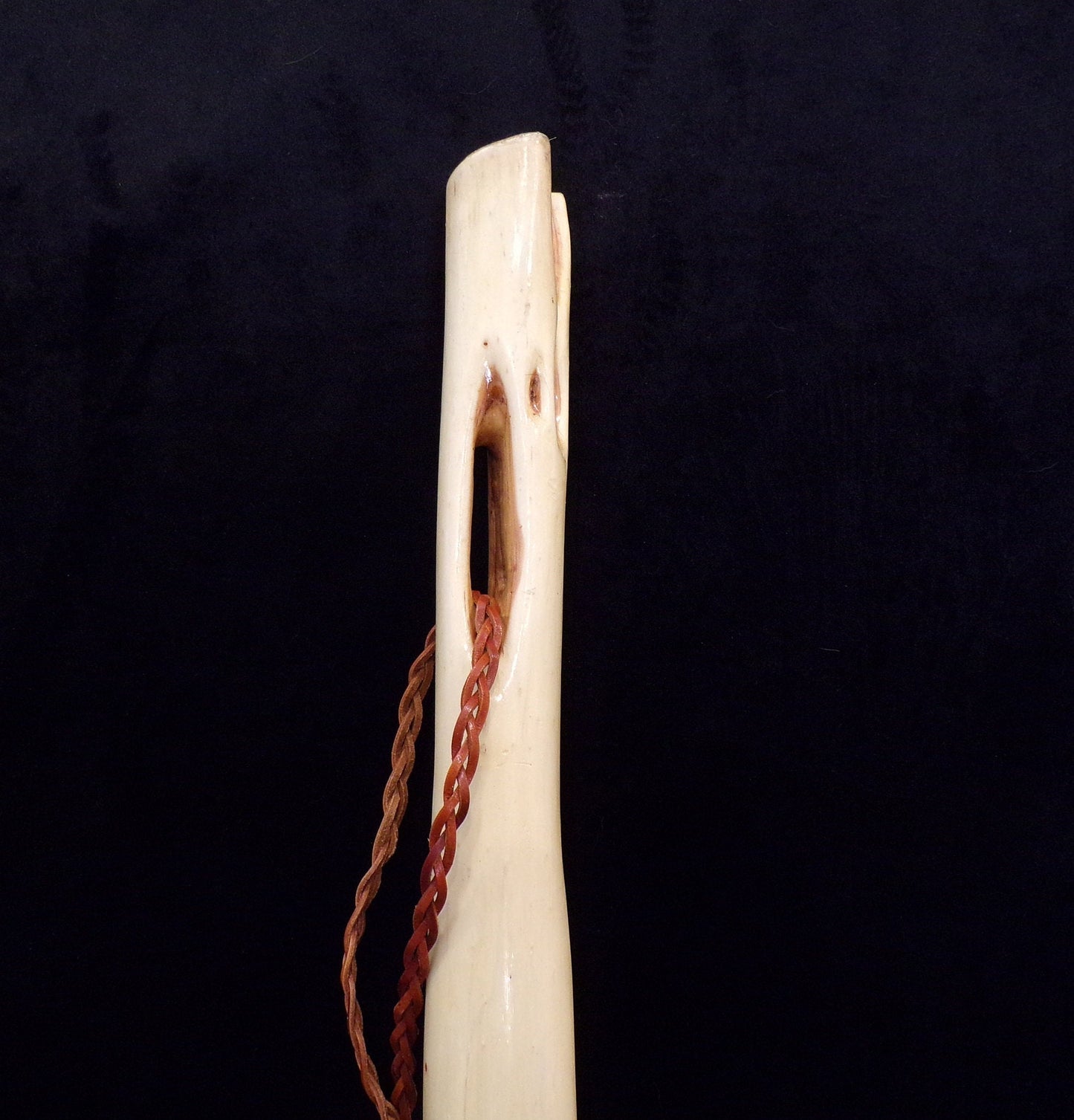 64 Inch Diamond Willow Staff: Braided Leather Cord, Hand Carved