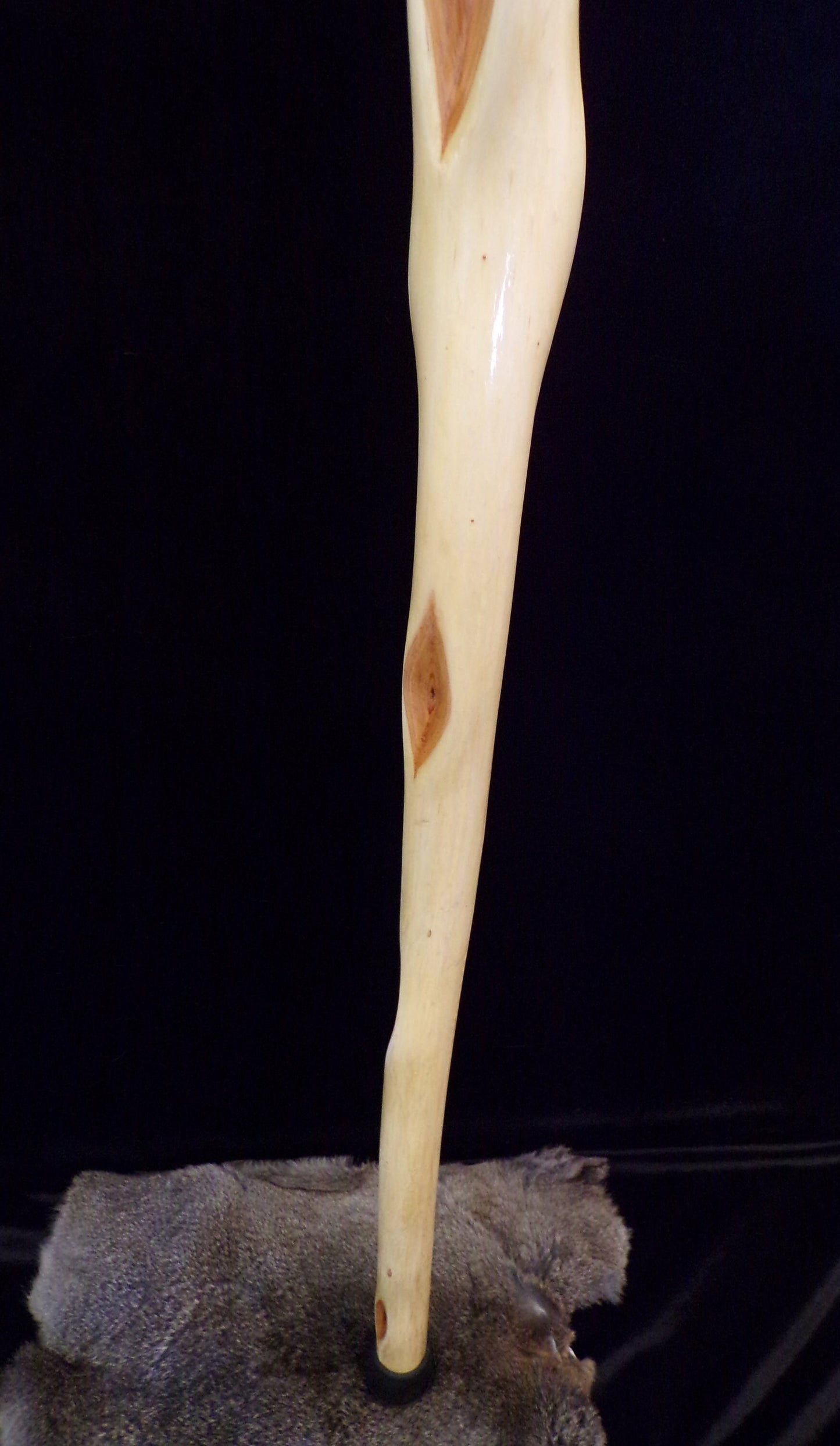 64 Inch Diamond Willow Staff: Braided Leather Cord, Hand Carved
