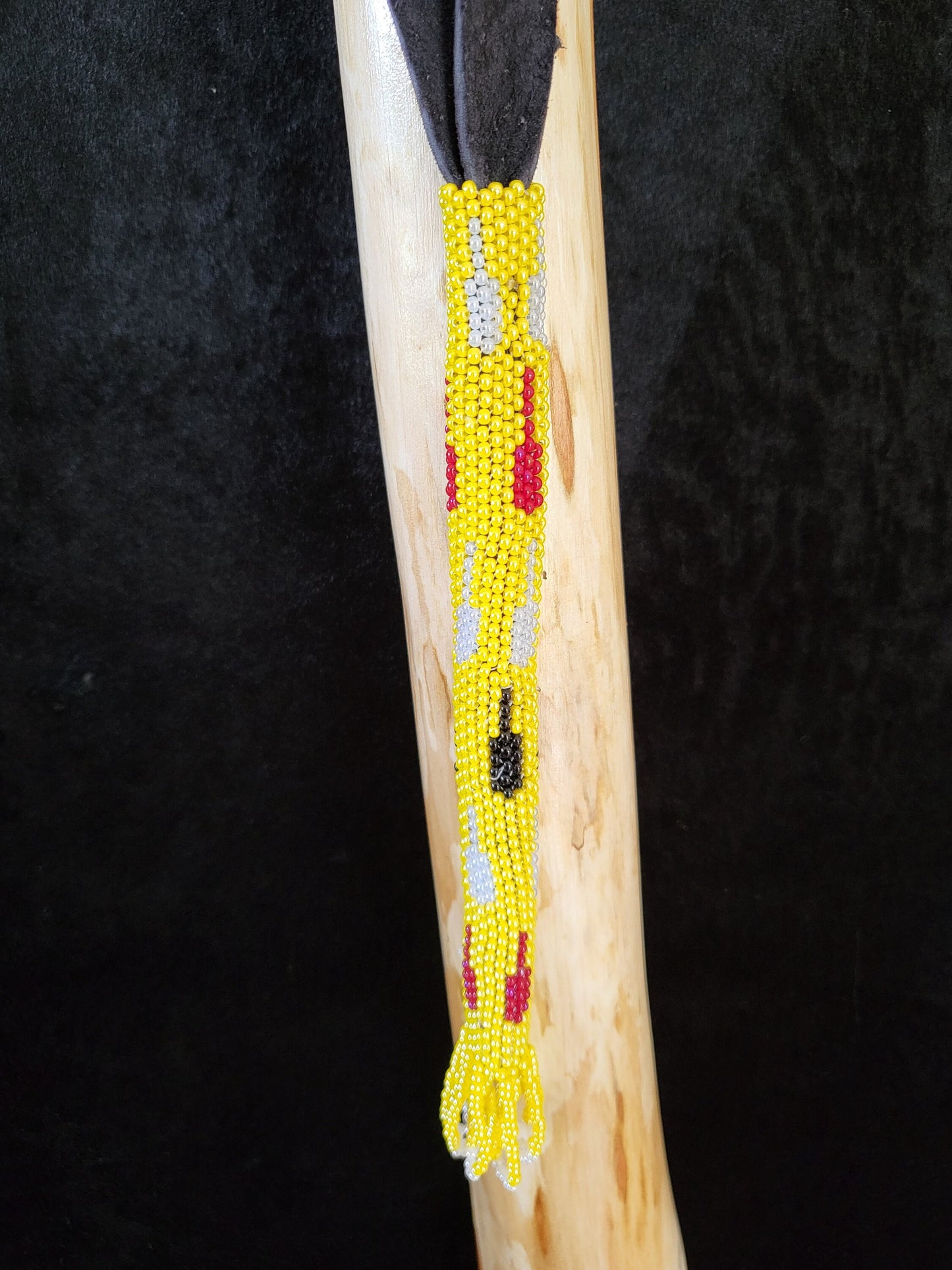 Hand Carved 63" Diamond Willow Staff With Beaded Tassel