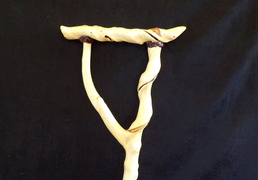 Hand Carved Twisted Maple Cane - Ojibwe Made - 35 Inch