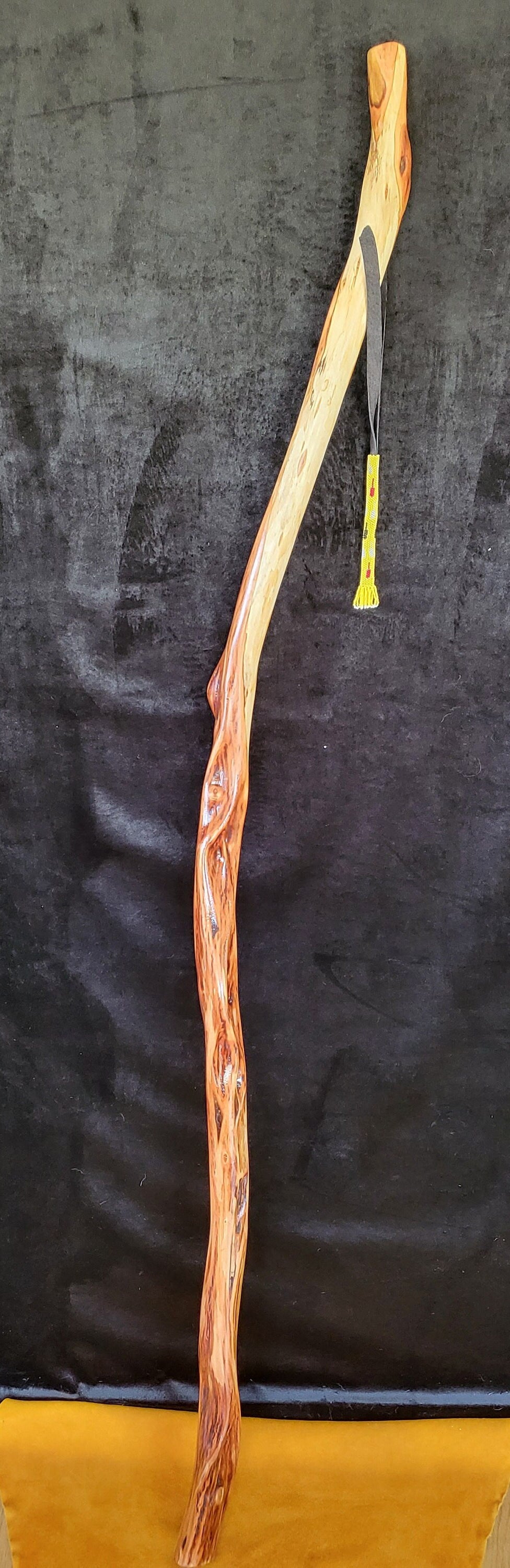Hand Carved 63" Diamond Willow Staff With Beaded Tassel