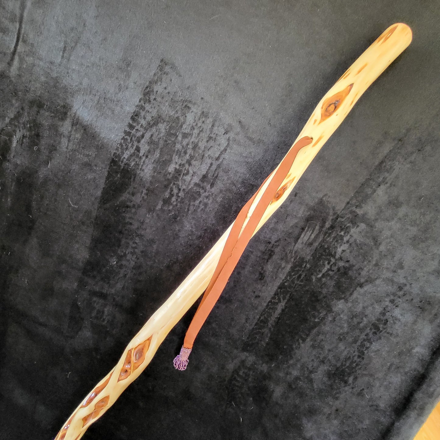 62 Inch Hand Carved Diamond Willow Hiking Staff - Ojibwe Artisan