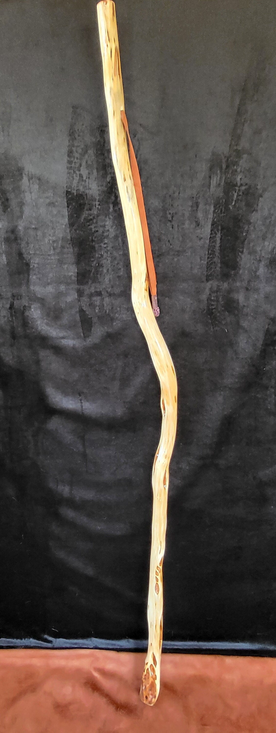 62 Inch Hand Carved Diamond Willow Hiking Staff - Ojibwe Artisan