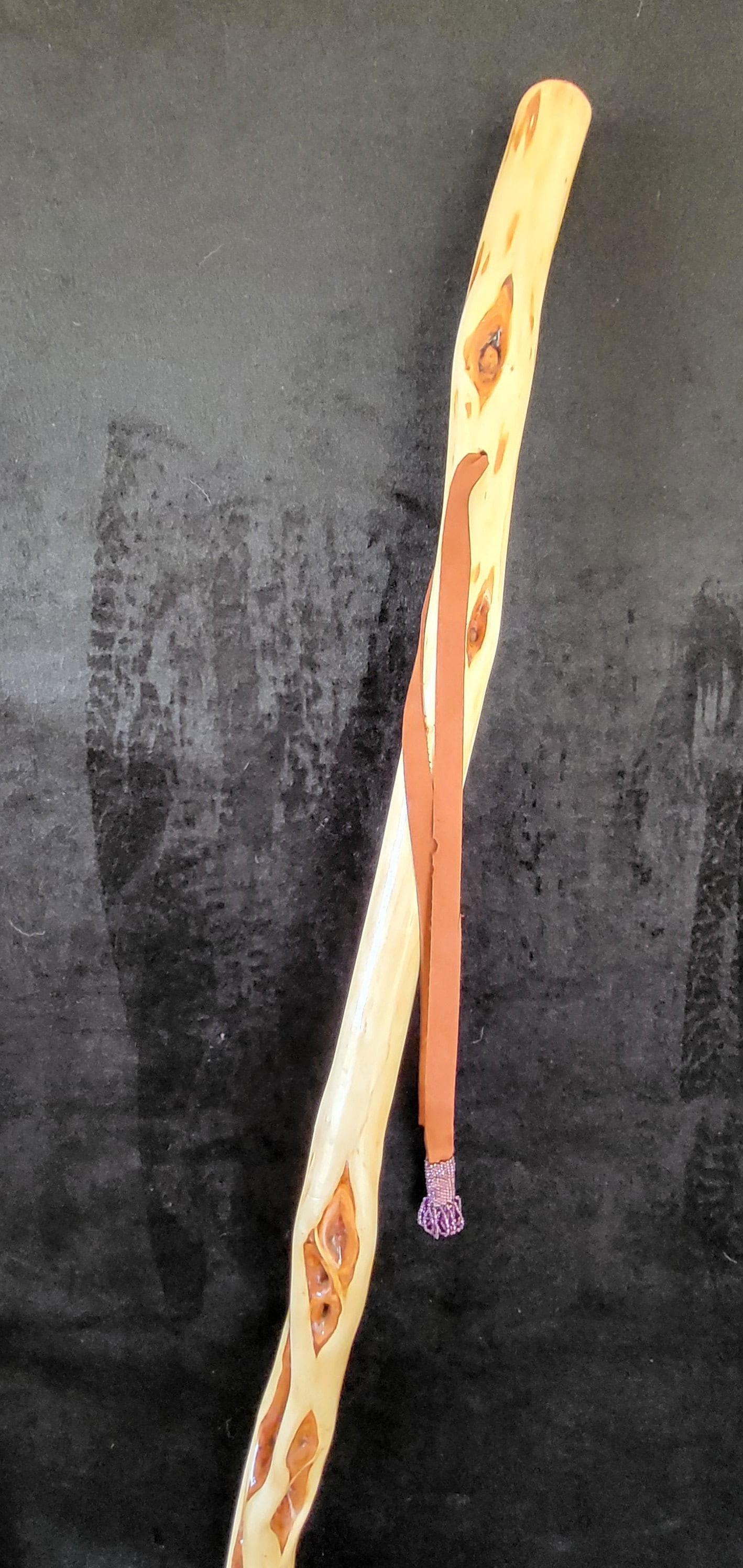 62 Inch Hand Carved Diamond Willow Hiking Staff - Ojibwe Artisan