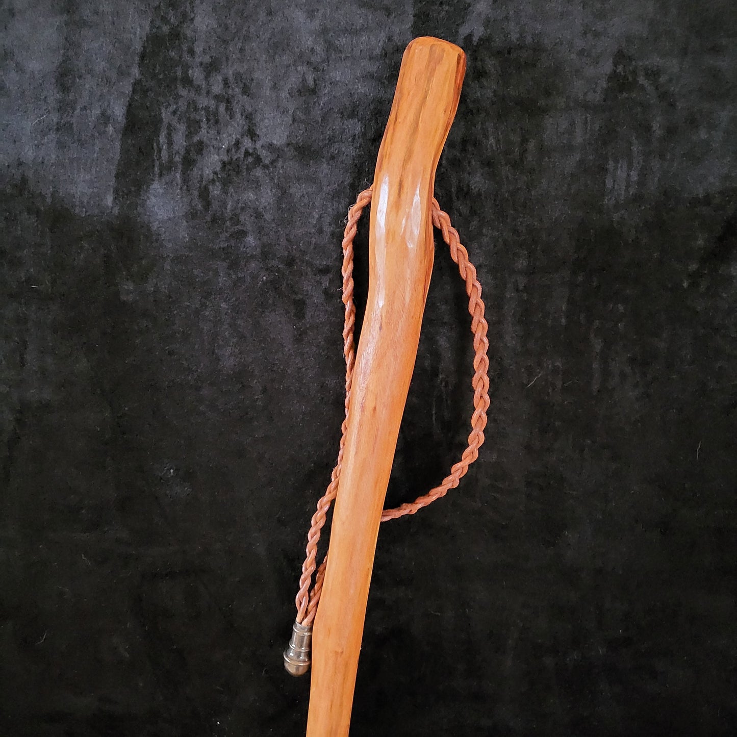 Hand Carved Diamond Willow Hiking Staff - Braided Leather Cord, 53 Inch