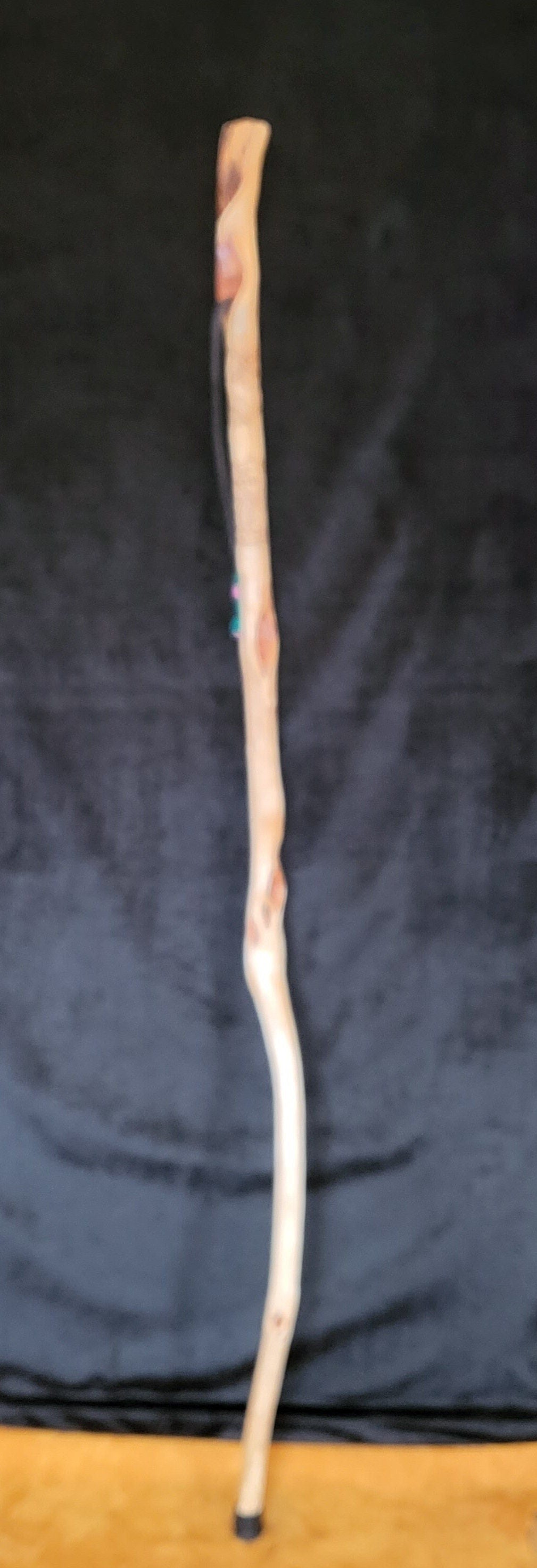Carved Diamond Willow Staff: Ojibwe Floral Design, Beaded Tassel
