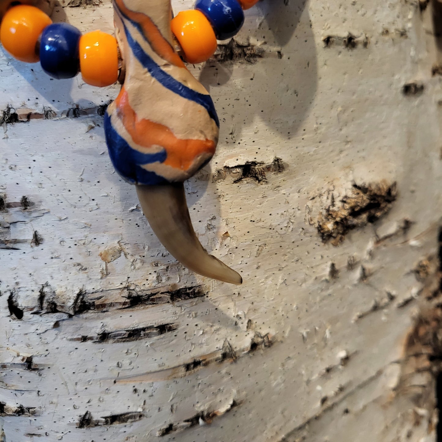 Authentic Badger Claw Necklace: Ojibwe Artisan Clay Beadwork