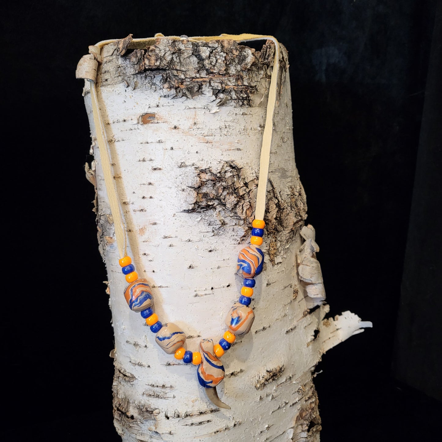 Authentic Badger Claw Necklace: Ojibwe Artisan Clay Beadwork