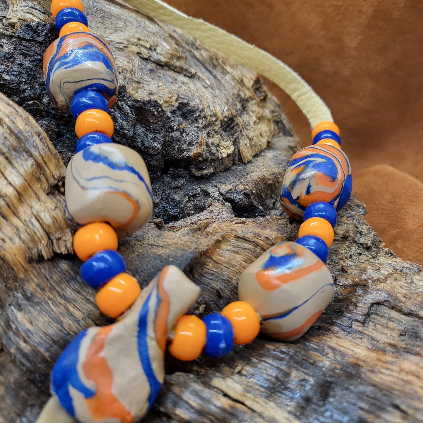 Authentic Badger Claw Necklace: Ojibwe Artisan Clay Beadwork