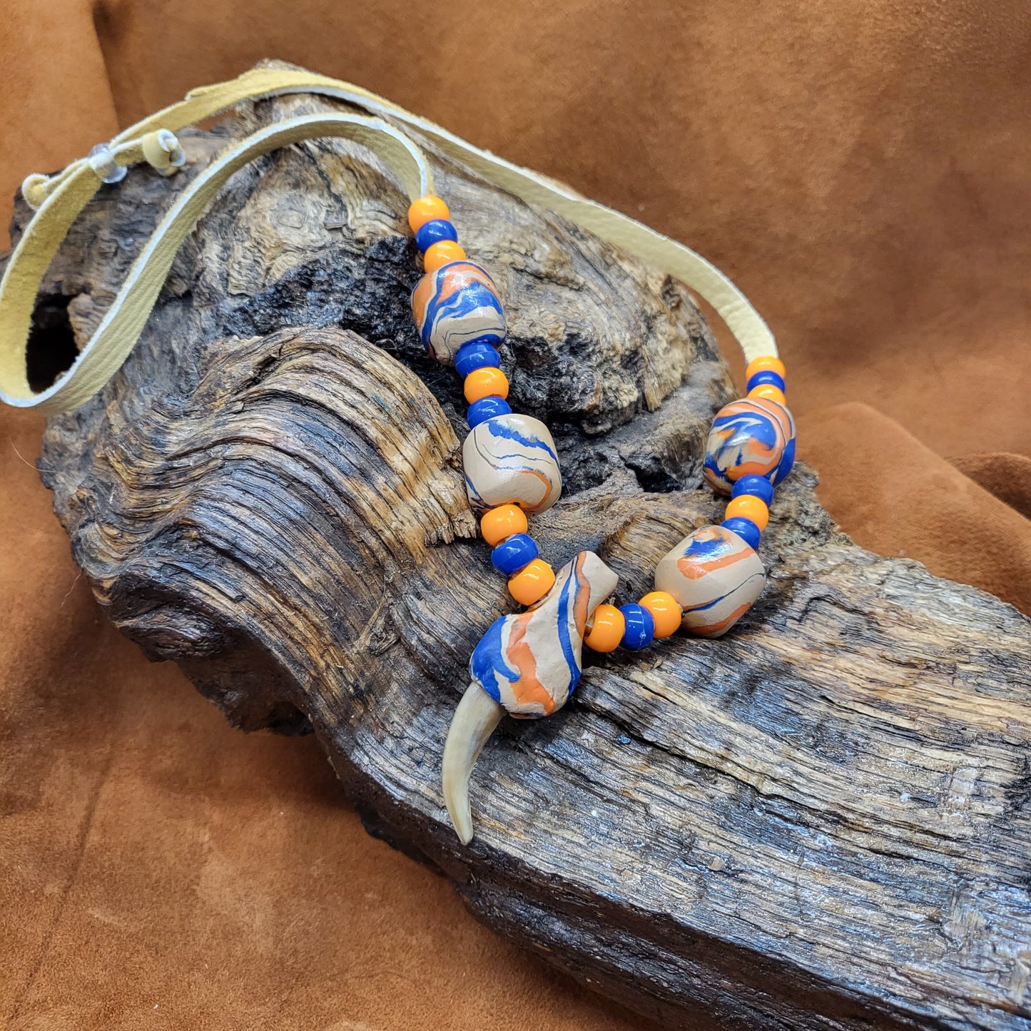 Authentic Badger Claw Necklace: Ojibwe Artisan Clay Beadwork