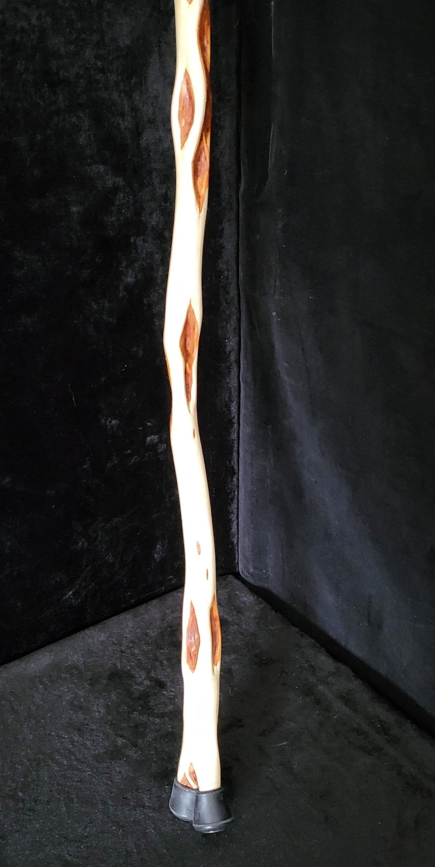 Hand Carved Diamond Willow Hiking Staff - Ojibwe Made - 52 Inch